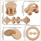 5 Pieces Wooden Baby Toys Wooden Toys for Babies 0-6-12 Months Wood Toys Rattles with Bells Montessori Wood Baby Push Car Wooden