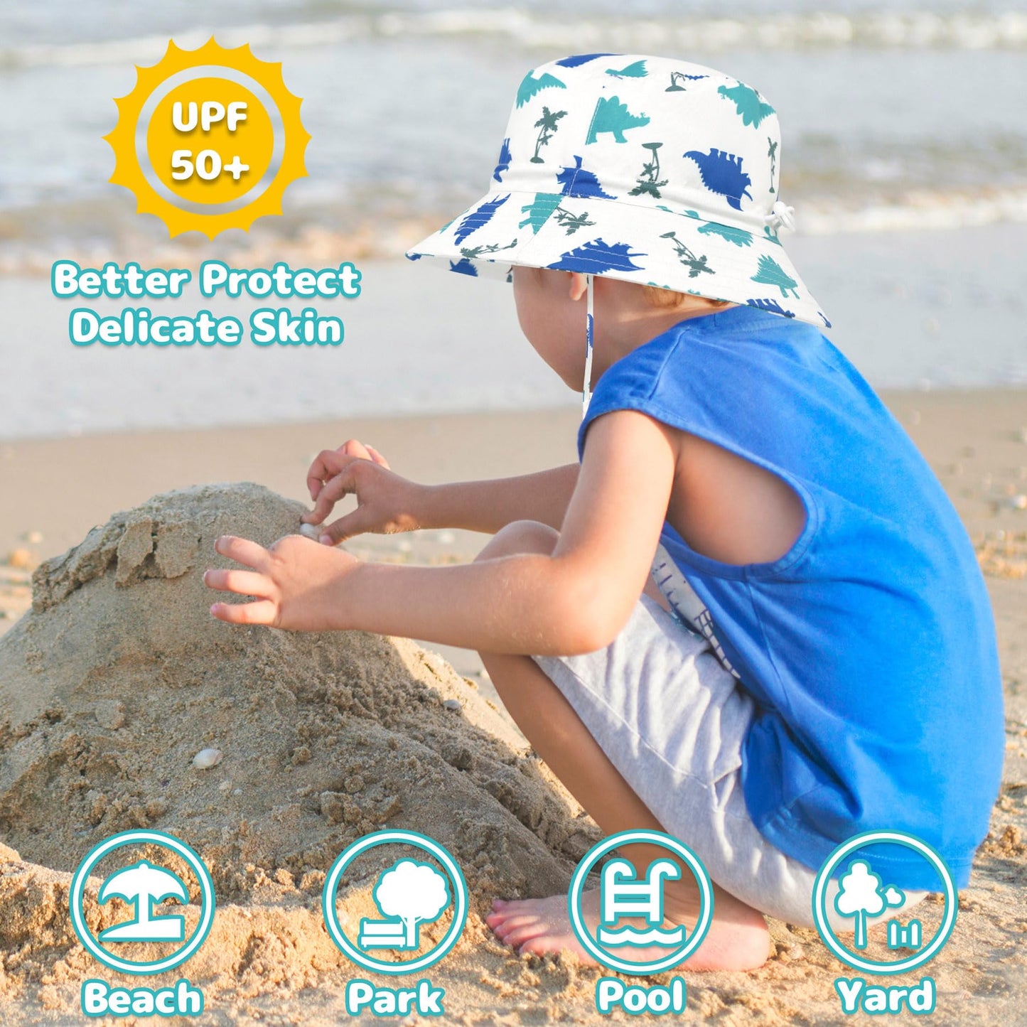 Toddler Sun Hat Toddler Beach Hat Toddler Boy Hat Toddler Hats Boys 2T-4T Toddler Swim Hat Toddler Bucket Hats For Boys
