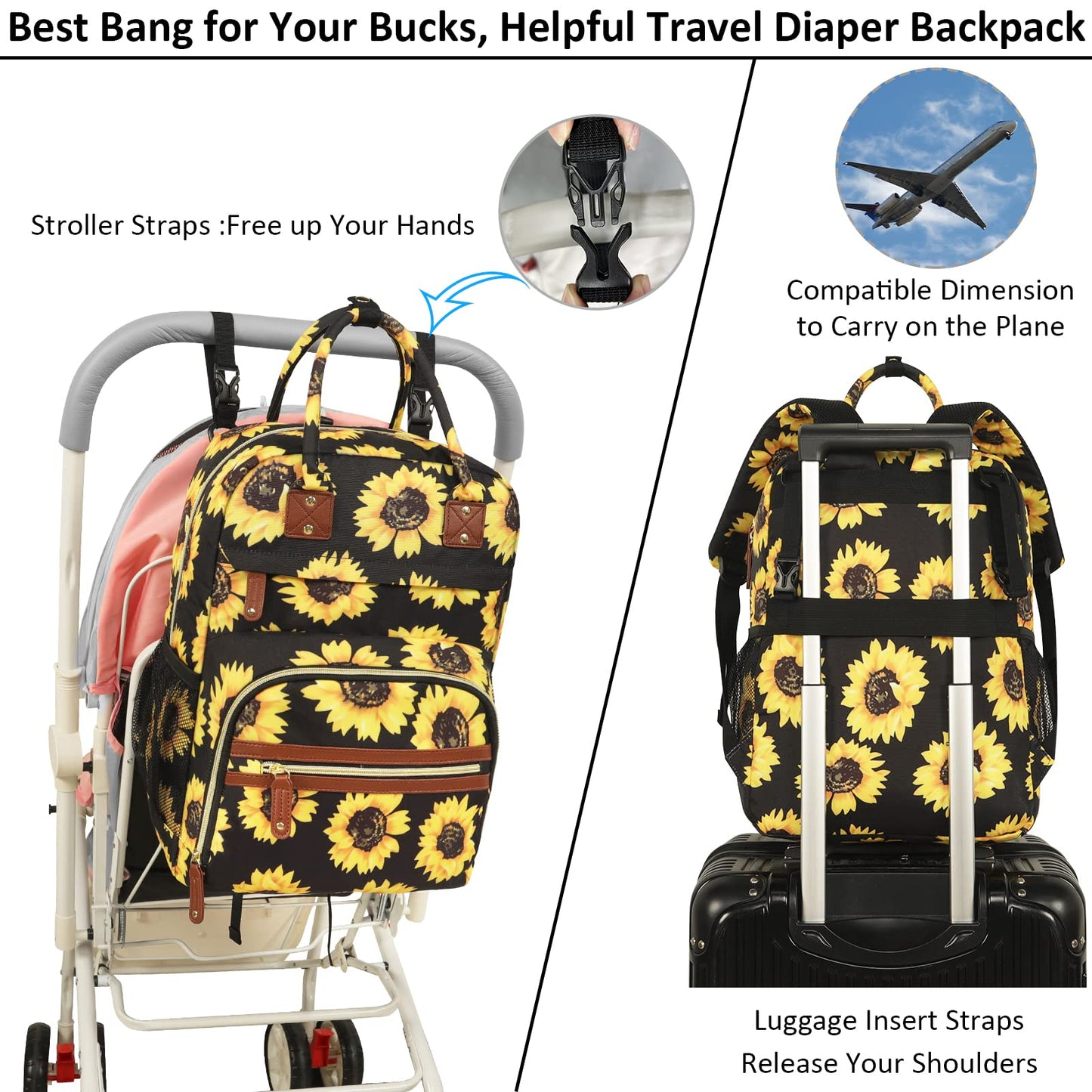Tenot Diaper Bag Backpack For Women Large Capacity, Baby Bag With Insulated Pockets Multifunctional Diaper Bags For Baby Girl Bo