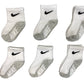 Nike Baby Lightweight Ankle Socks 6 Pack (White(Mn0659-001)/Grey, 12-24 Months)