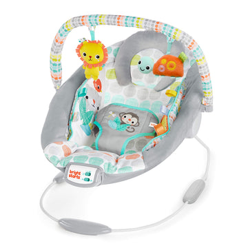Bright Starts Comfy Baby Bouncer Soothing Vibrations Infant Seat - Taggies, Music, Removable -Toy Bar, 0-6 Months Up to 20 lbs (