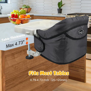 Hook On Chair With Removable Dining Tray,Portable Table High Chair, Folding Baby Chair With Storage Bag For Indoor/Outdoor(Black