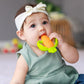 Infantino Lil Nibbles Textured Silicone Baby Teether - Sensory Exploration and Teething Relief with Easy to Hold Handles, Orang