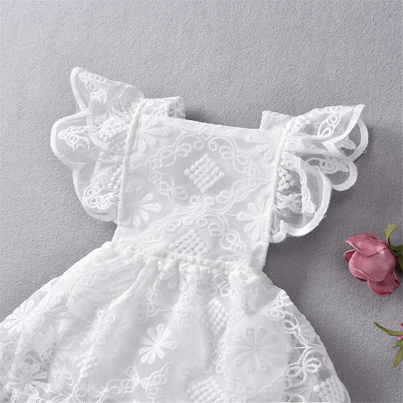 Baby Girl Lace Dress, Princess Dress Tulle White Party Wedding Summer Dress Clothes (White, 6-12Months)