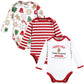 Touched By Nature Unisex Baby Organic Cotton Long-Sleeve Bodysuits, Christmas Cookies, 12-18 Months