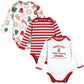 Touched By Nature Unisex Baby Organic Cotton Long-Sleeve Bodysuits, Christmas Cookies, 0-3 Months