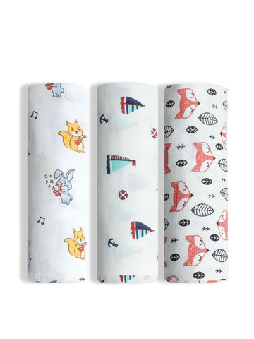 ORANGE SUGAR Swaddle for New Born Baby | Set of 3 | 100% Soft Cotton, Muslin Cloth for New Born Baby, Baby Swaddle Wrap  Jungle