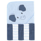Hudson Baby Unisex Baby Hooded Towel And Five Washcloths, Blue Elephant, One Size
