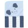 Hudson Baby Unisex Baby Hooded Towel And Five Washcloths, Blue Elephant, One Size