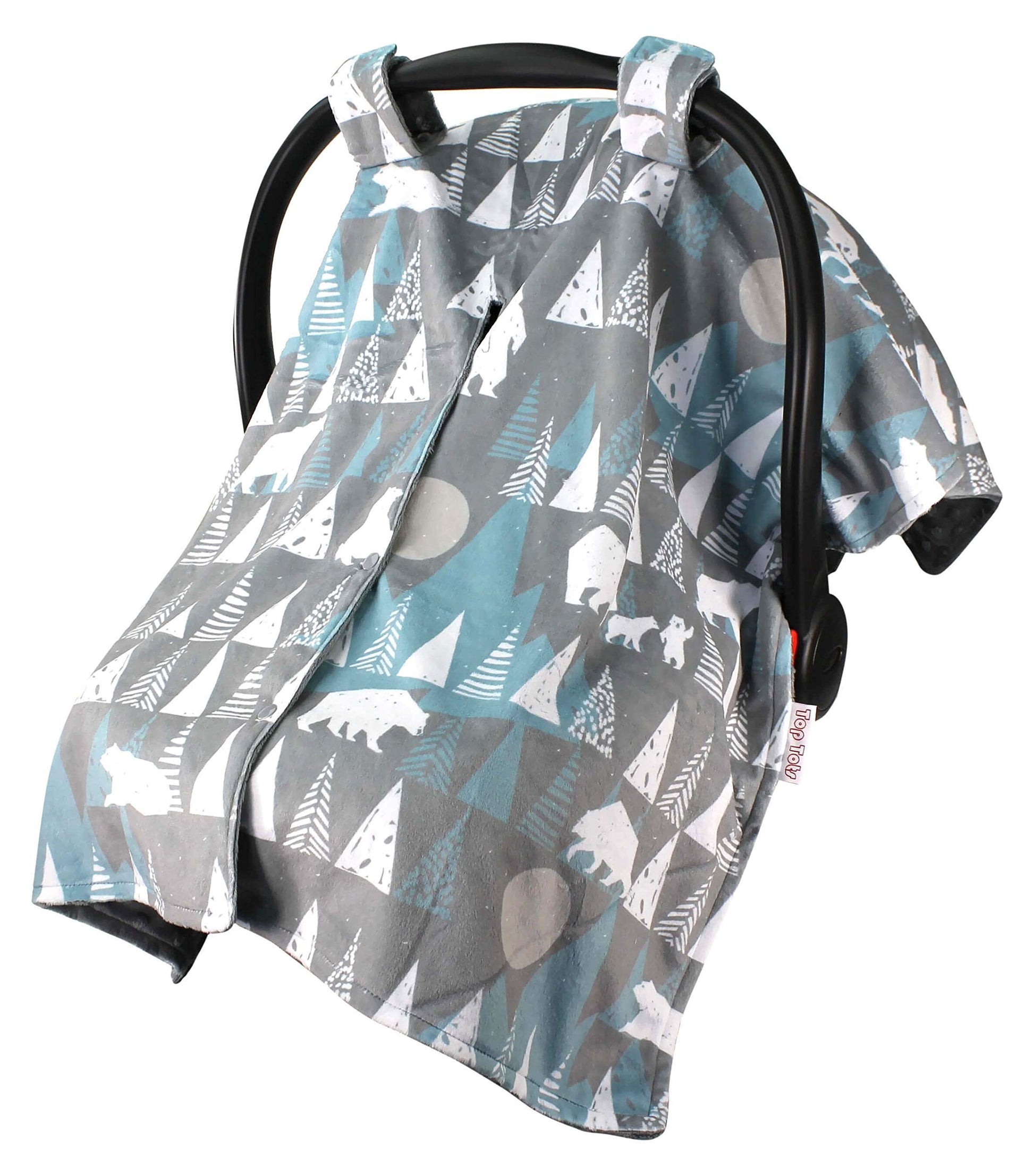 Baby Car Seat Canopy Cover - White Bear And Trees