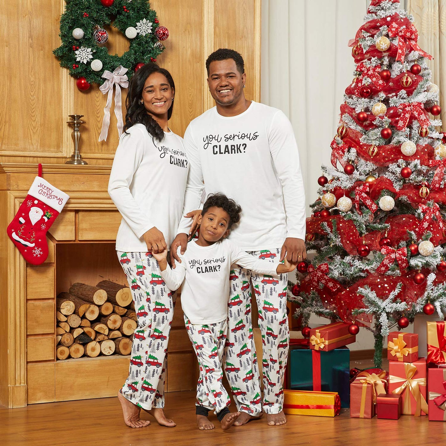 Iffei Matching Family Pajamas Sets Holiday Stay At Home Pj'S With Letter Printed Tee And Car Printed Pants With Pockets 4-5 Year