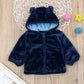 Noubeau Infant Baby Boys Girls Fleece Ears Hat With Lined Hooded Zipper Up Jacket Coat Tops Outwear Overcoat Warm Fall Winte (Bl