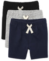 The Children'S Place Baby Boys And Toddler French Terry Shorts, Black/Smoke Gray/New Navy 3 Pack, 6-9 Months Us