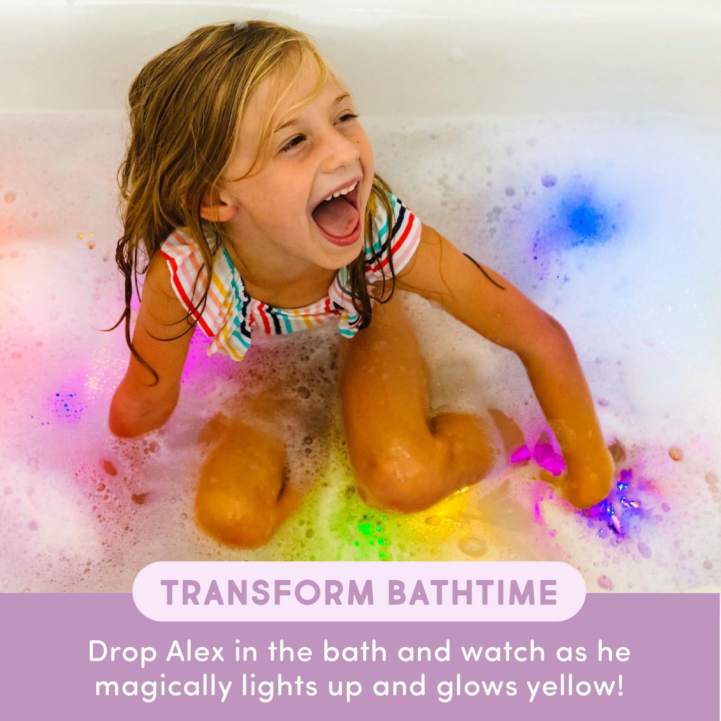 Glo Pals Alex Bath & Bedtime Bundle - Light Up Bath Toy with 1 Interactive Book, 2 Light Cubes & 1 Magic Magnifier - Toddler Bat