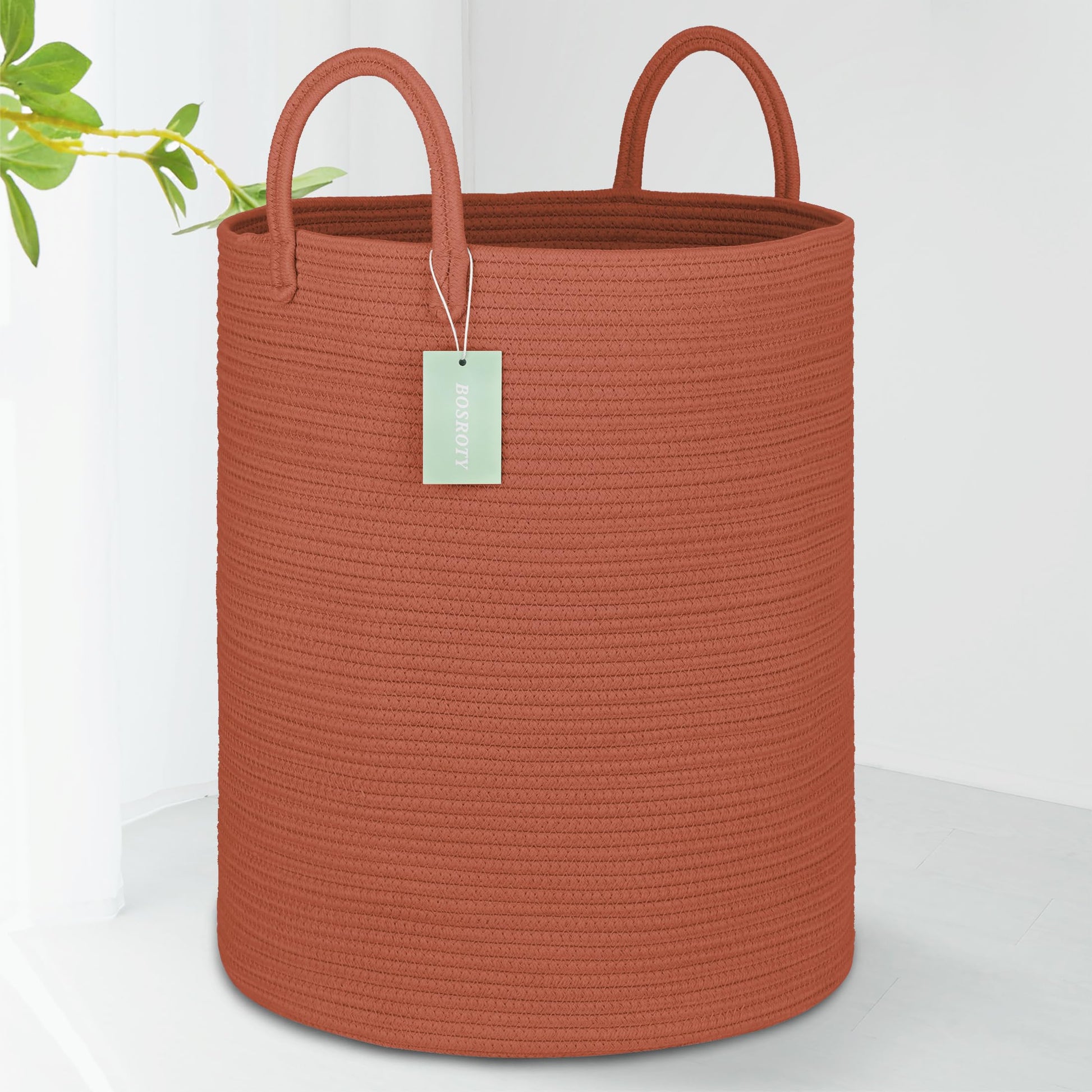 Bosroty Large Laundry Hamper Basket For Girls Boys Kids 65L, Tall Nursery Hamper With Handles, Woven Blanket Basket For Storage