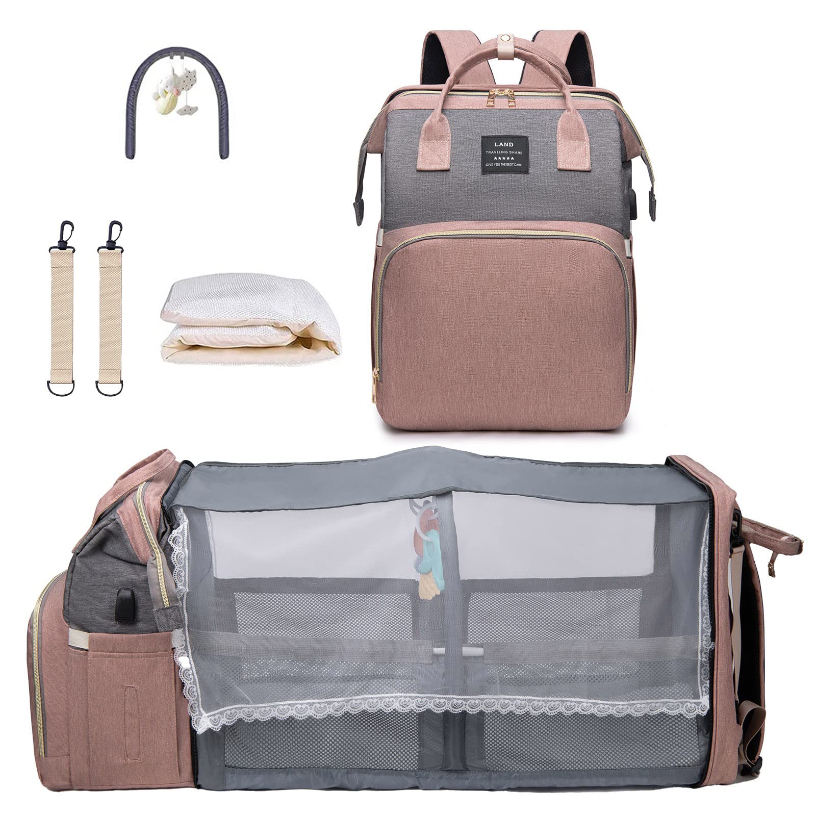 Anwtotu Diaper Bag With Changing Station,Diaper Bag Backpack,Girl Boy Diaper Bag,Large Capacity,900D Excellent Oxford(Ungrade Pi