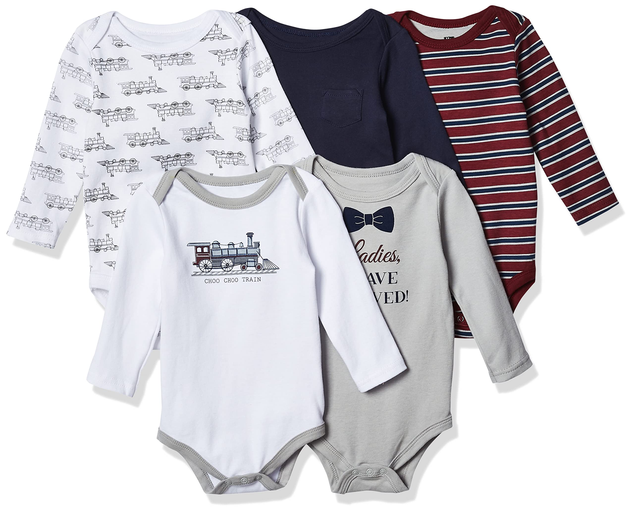 Hudson Baby Unisex Baby Cotton Long-Sleeve Bodysuits, Train, 0-3 Months Us – Cut WBBAPB07GXR37J4