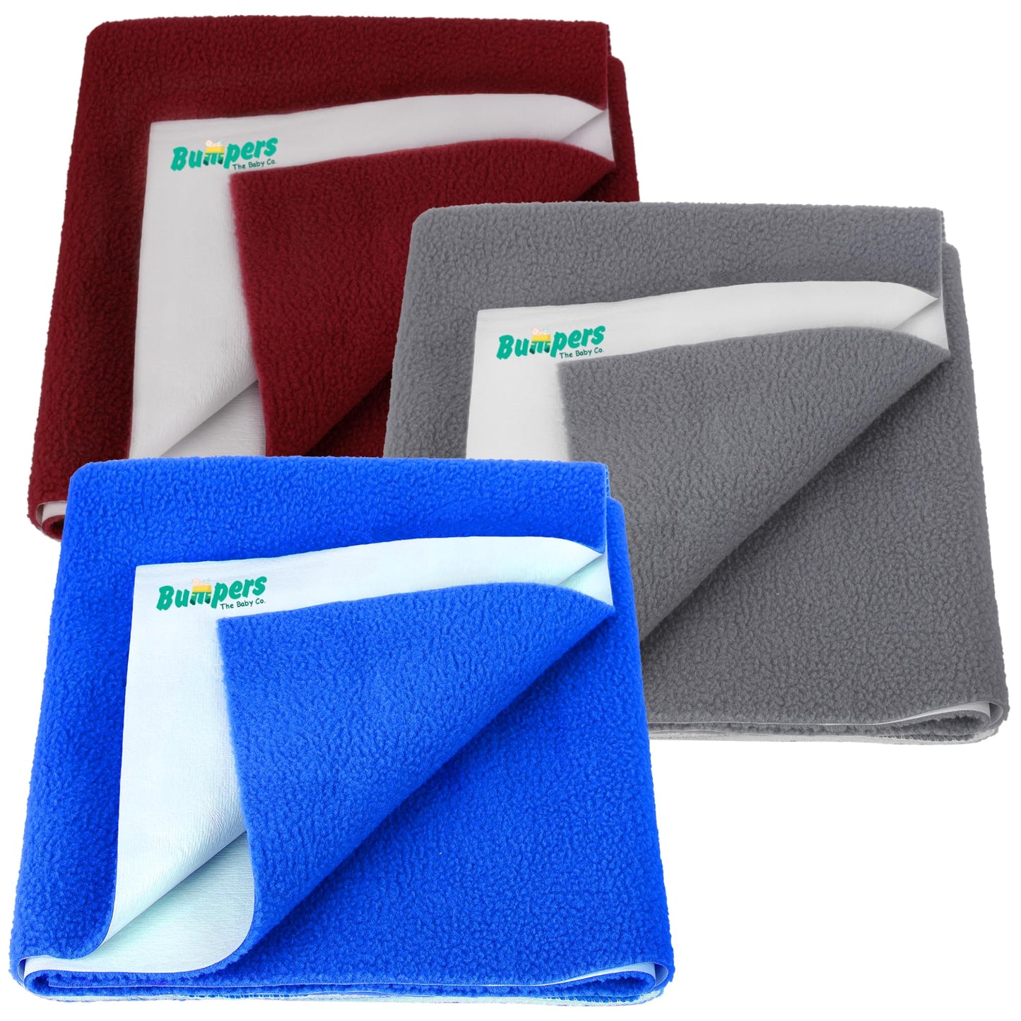 Bumpers AntiPiling Quick Dry & Absorbent Sheet Polycotton Baby Bed Protecting Waterproof Mat (Royal Blue, Grey, Maroon, Small (