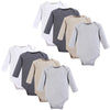 Hudson Baby Unisex Baby Cotton Long-Sleeve Bodysuits, Heather Gray, 0-3 Months