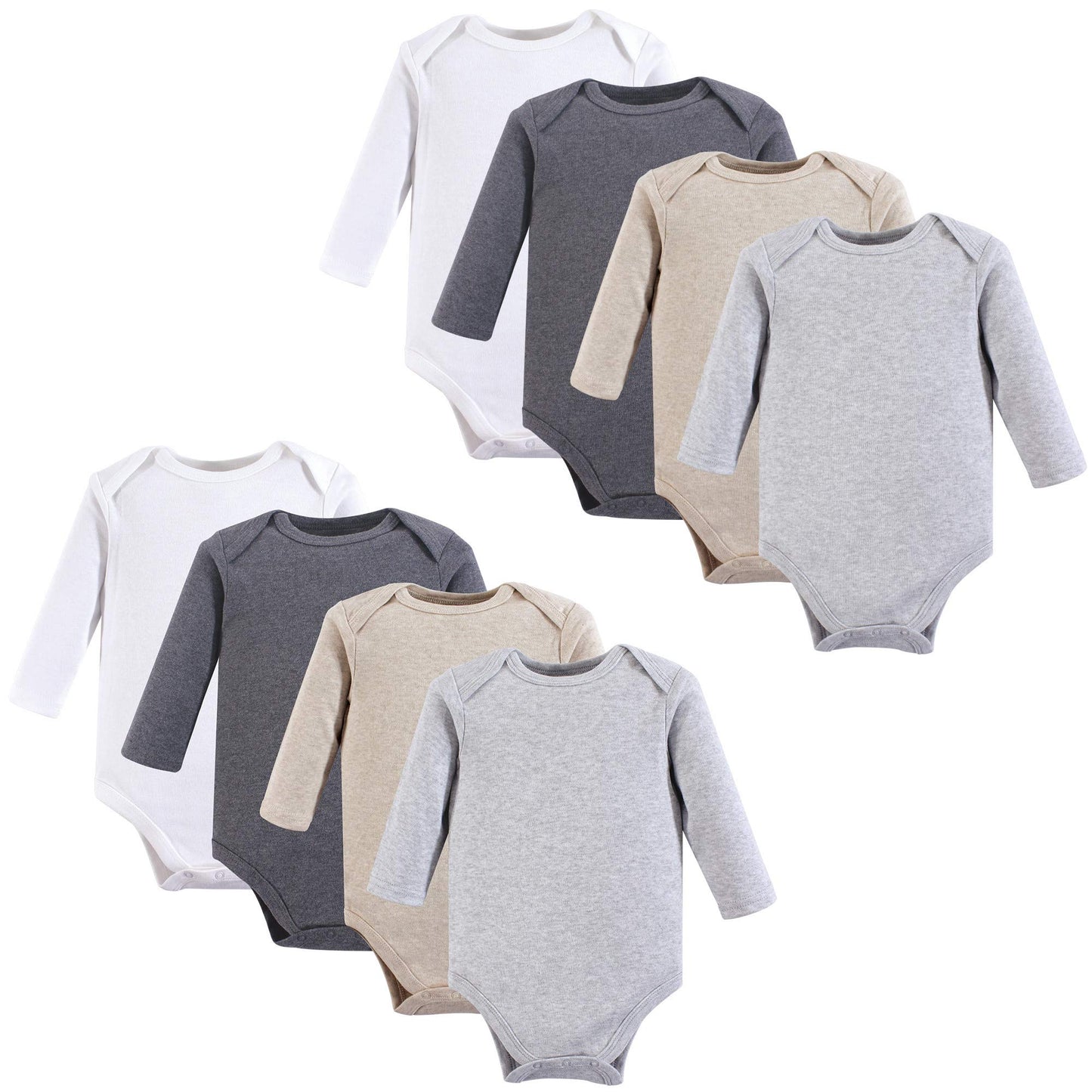 Hudson Baby Unisex Baby Cotton Long-Sleeve Bodysuits, Heather Gray, 0-3 Months
