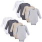 Hudson Baby Unisex Baby Cotton Long-Sleeve Bodysuits, Heather Gray, 6-9 Months Us