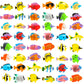 PROLOSO 48 Pcs Toy Fish Tropical Fish Figure Play Set Plastic Sea Animals Themed Party Favors for Kids Toddlers Bath Toys (Style