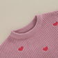Baby Girl Cute Long Sleeve Crew Neck Love Embroidery Sweater Toddler Valentine Day Outfits (Rose Pink Heart, 0-3 Months)