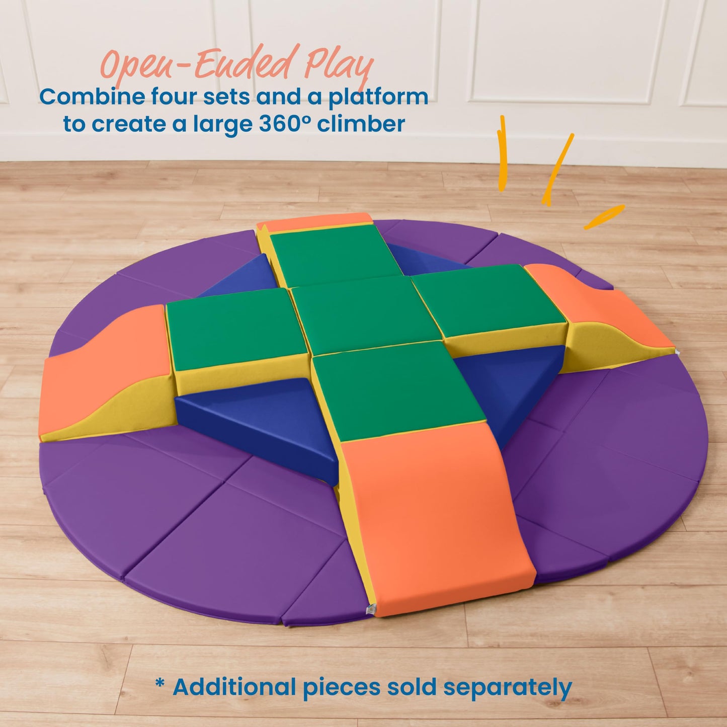 Ecr4Kids Softzone Junior Adventurer'S Summit Slide, Corner Climber, Assorted, 4-Piece