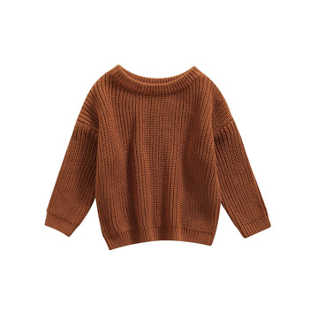 Infant Toddler Baby Girl Boy Knit Sweater Pullover Sweatshirt Long Sleeve Shirt Tops Knitted Fall Winter Clothes (Brown, 6-9 Mon