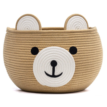 Cherrynow Cotton Rope Basket Baby Gift Basket For Newborn, Empty Gift Basket With Handles, Medium Animal Basket For Toy Clothes