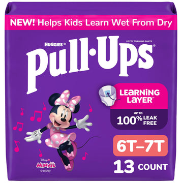 Pull-Ups Girls Potty Training Pants, Size 6T-7T Training Underwear (55-75 lbs), 13 Count
