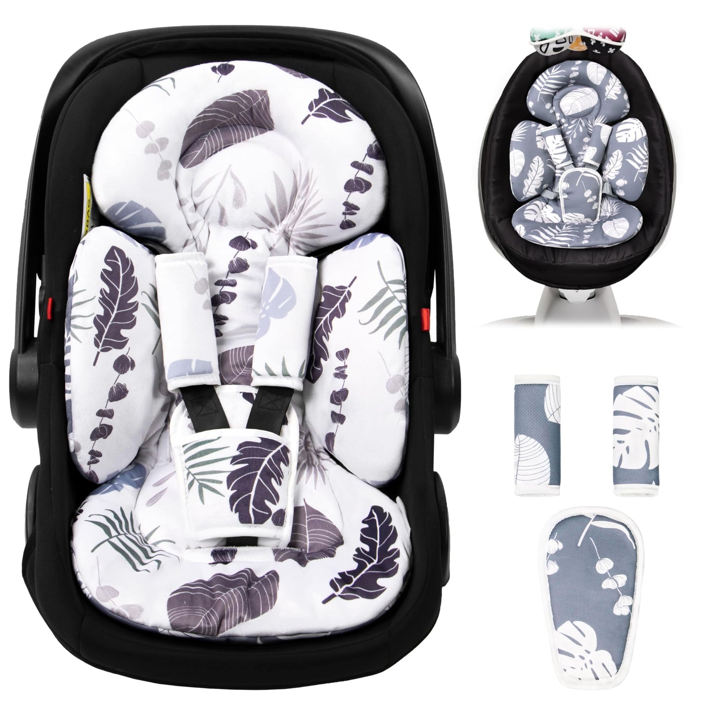 Tinlyfinly Infant Car Seat Insert, Head And Body Support, Reversible Newborn Insert Compatible With Baby Carseat, Stroller, Mama