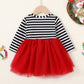 Mamami 2Pcs Toddler Baby Girl Christmas Dress Cotton Long Sleeve Santa Prints Christmas Princess Tutu Dress+Headband 6M-6T(4-5T,