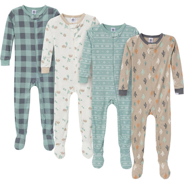 Gerber Baby-Boys 4-Pack Footed Pajamas, Desert Animals