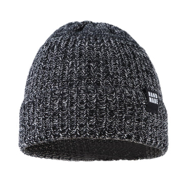 Simple Knitted Baby Beanie Hip-Hop Boys Winter Hat Toddler Kids Bonnet For Girl 0-5Y (Black+Khaki, L)