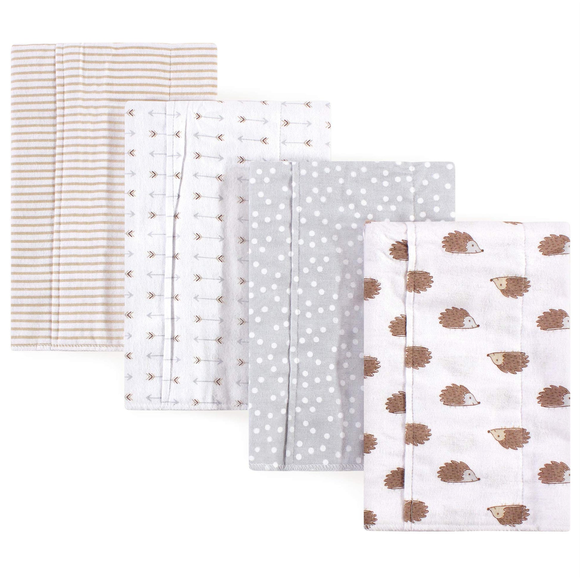 Hudson Baby Unisex Baby Cotton Flannel Burp Cloths, Hedgehog, One Size