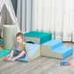 Qaba Climbing Toys For Toddlers And Children, Easy-To-Clean 4 Piece Soft & Safe Kids Foam Play Set For Crawling Or Sliding, Mult