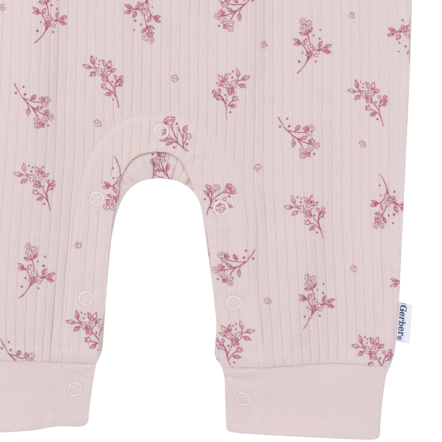 Gerber Baby Girls' Ruffle-Edge Romper, Tossed Flowers, 6-9 Months