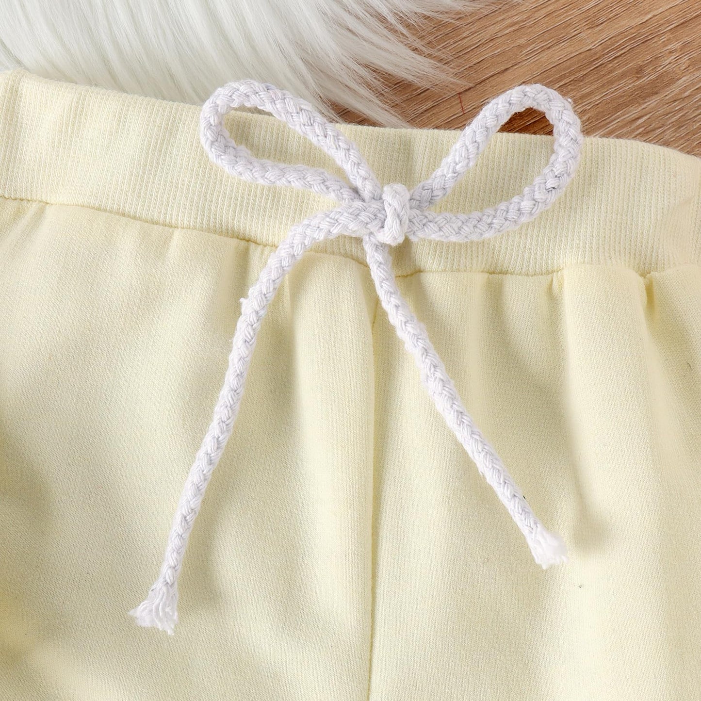 Happy Town Toddler Fall Outfits For Girl Boy Long Sleeve Hoodie Top And Long Sweatpants Set Toddler Sweatsuit (Solid Color-Ivory