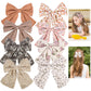 obeoby 8 Pcs Hair Clips for Girls and Women, Handmade 5  Floral Embroidered Toddlers Hair Bows with Clips for School Parties Chr