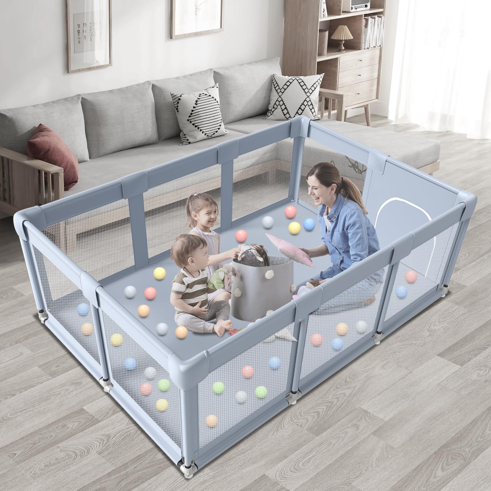 besuhot Baby Playpen Baby Playard Large playpen 74 x 50 inch, Playpen for Babies and Toddlers with Gate, Safety Baby Activity Ce