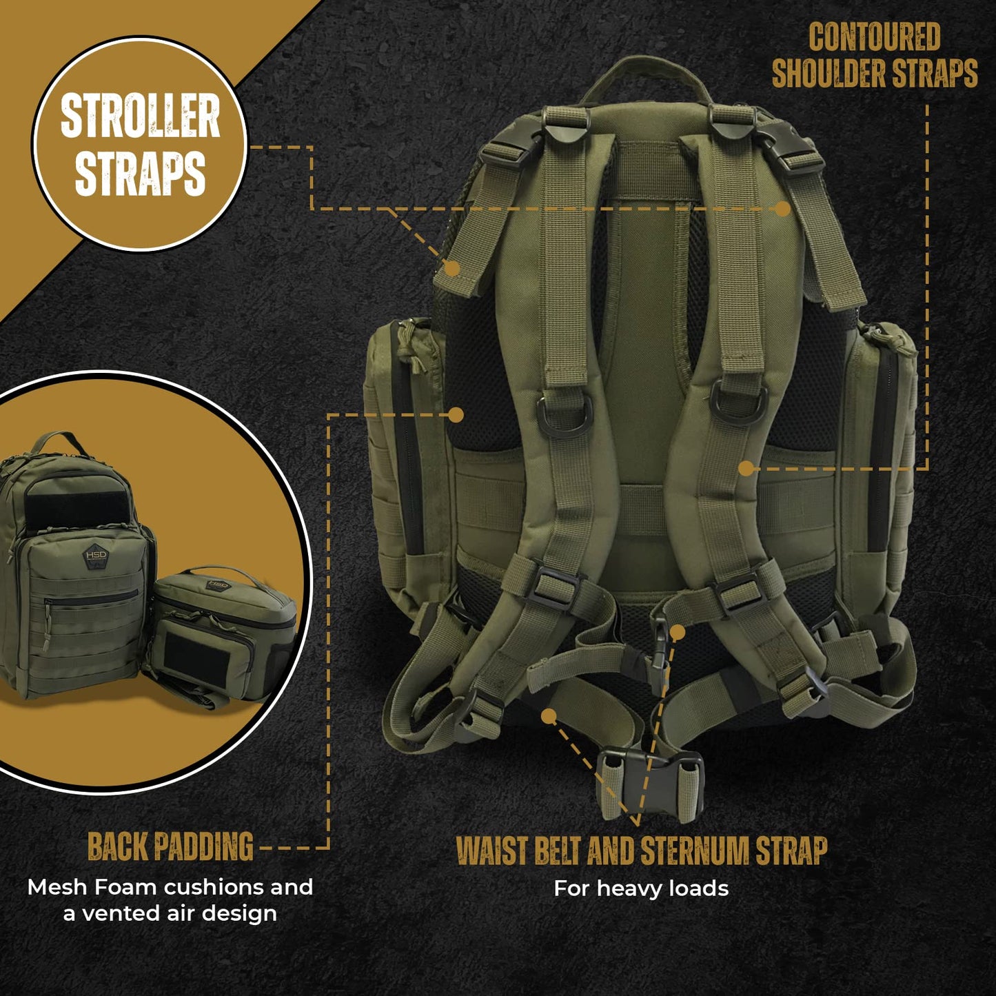 Highspeeddaddy Ranger Green Diaper Bag Backpack, Unisex, 20-Inch