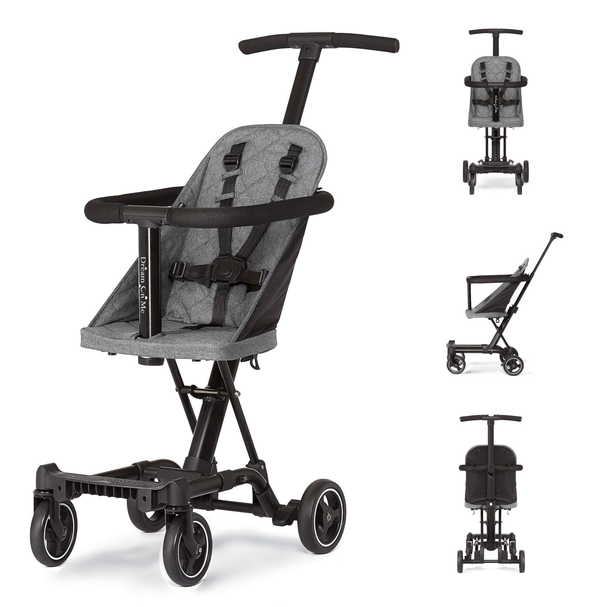 Dream On Me Lightweight And Compact Coast Rider Stroller With One Hand Easy Fold, Adjustable Handles And Soft Ride Wheels, Grey