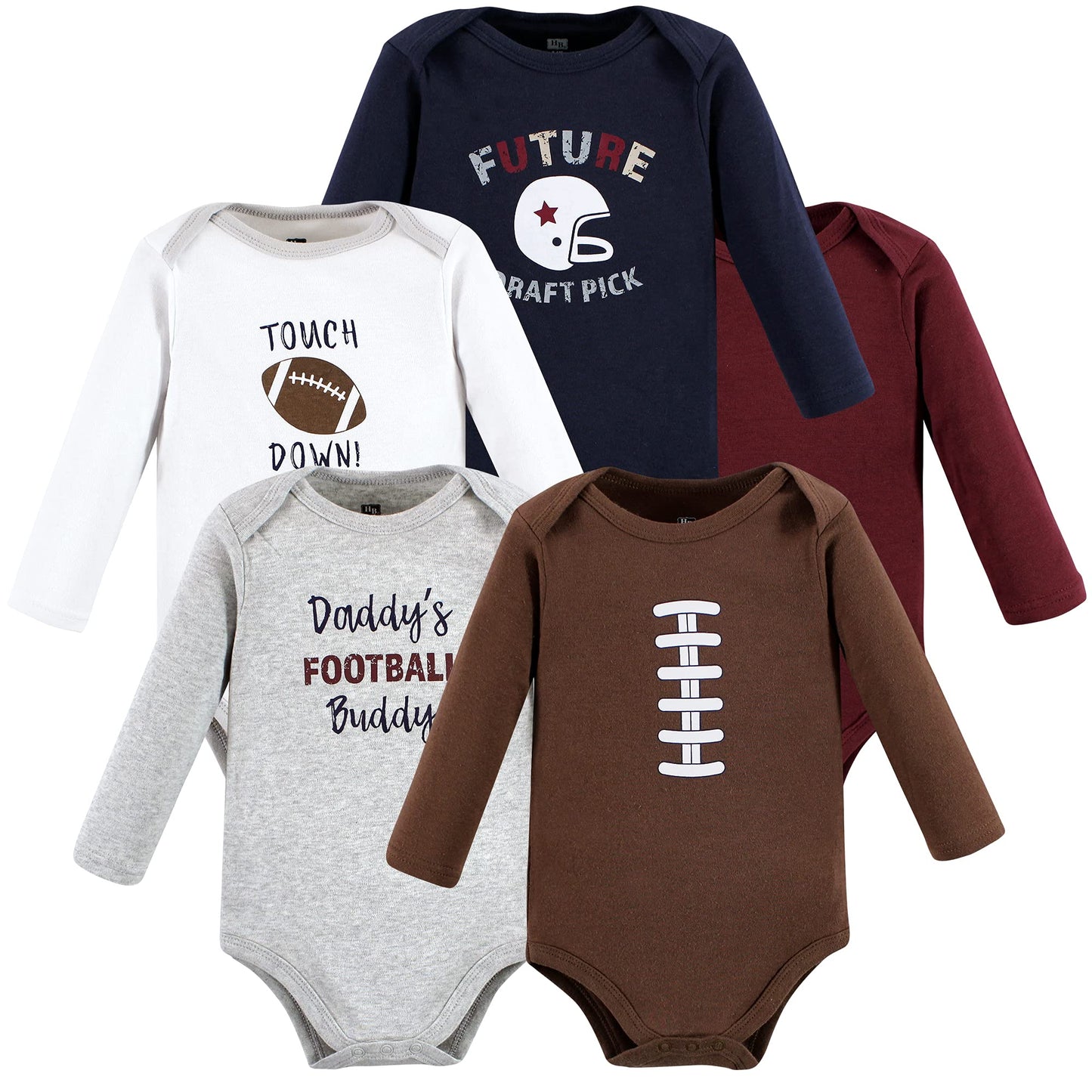 Hudson Baby Baby Girls Long-Sleeve Bodysuits Hudson Unisex Cotton Long Sleeve Bodysuits Football Buddy 6 9 Months, Football Budd