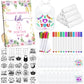 Panitay 100 Pcs Diy Baby Bibs Decorating Kit 50 White Bibs 25 Stencils 24 Fabric Markers 1 Baby Shower Game Sign(Butterfly)