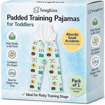 Snugkins Diaper Pants | Potty Training Pajamas For Toddlers, Boys And Girls.100% Cotton. (Shiny Shers  Pack 1, 12 Months24 Mon