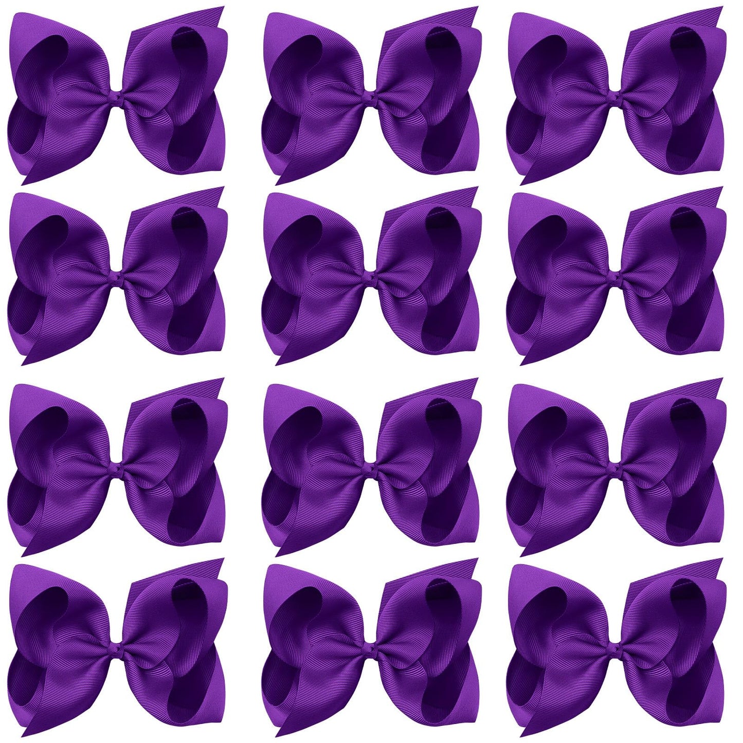Oaoleer Big Hair Bows For Girls 12 Pcs 6 ' Purple Grosgrain Ribbon Large Boutique Bow Alligator Clips Hair Accessories For Todd