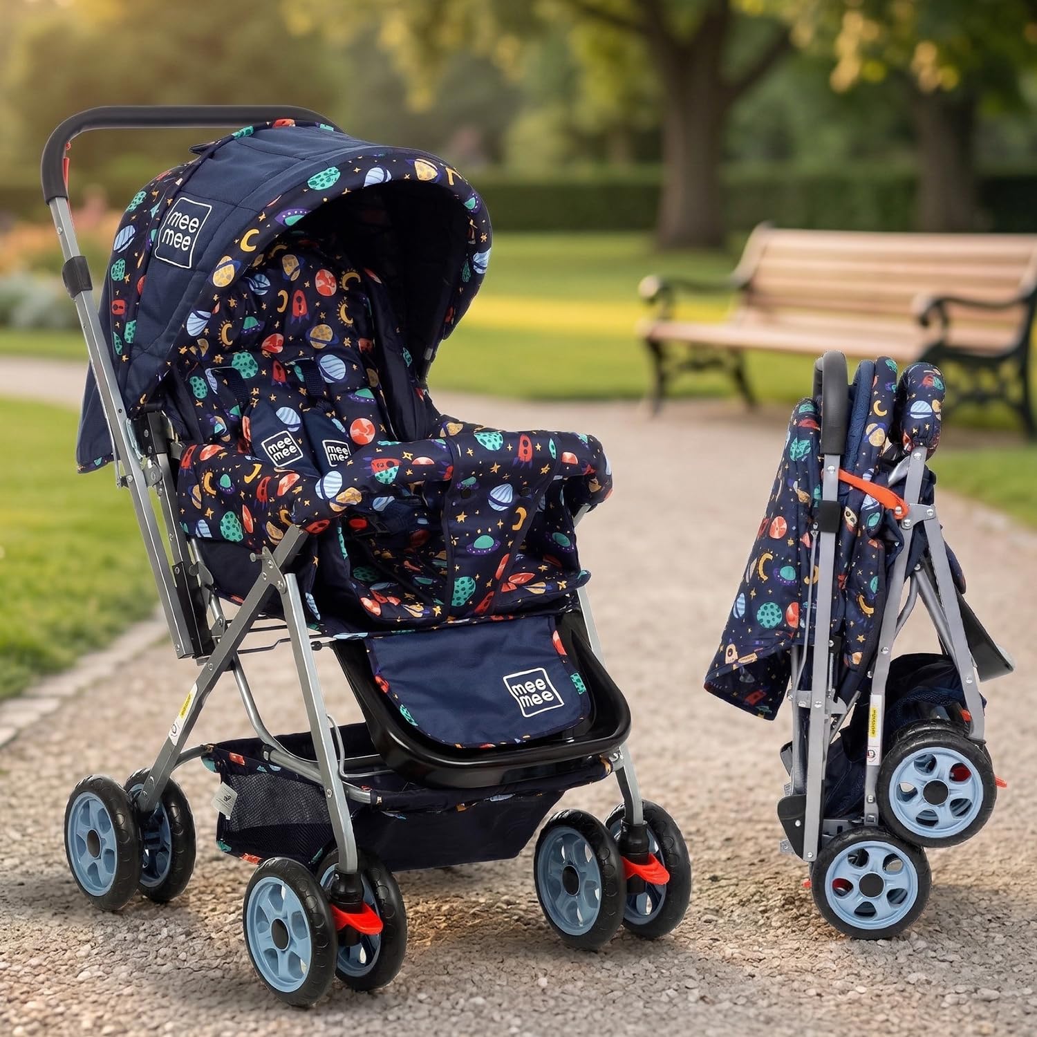 Mee Mee Little Explorer Baby Stroller/Pram For 03 Years | Foldable With Reversible Handle | 5Point Safety Harness | Adjustable