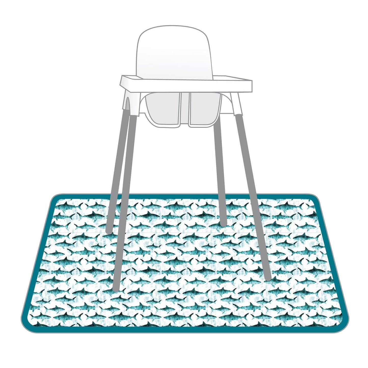 Bapronbaby Shark Attack Splash Mat - Waterproof Catch-All For Under High Chairs, Floors, Tables, Playtime Or Arts & Crafts - Mac