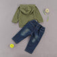 Fhutpw Toddler Baby Boy Outfits Hoodie Sweatshirts & Jeans Clothes Set Fall Winter 6 9 12 18 24 Months (A-Green, 18-24 Months)
